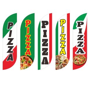 Accesorios Pizza Bandera de plumas Estandarte de playa Hamburgo Hot Dog Papas fritas Batido Sándwich Helado Palomitas de maíz Café Snack Comida rápida, Impresión personalizada