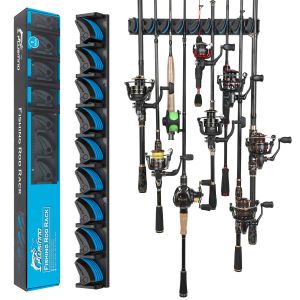 Accessoires plusInno Vertical Wall Mounted Fishing Rod Holder Pool Rack Holds maximaal 9 staven of combo's