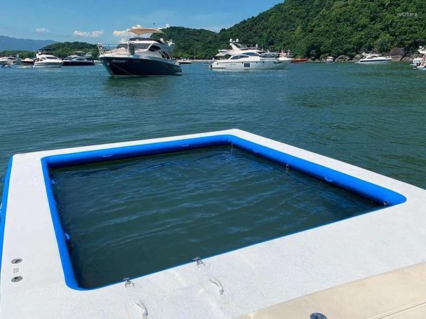 Accessoires Piscine gonflable pour la navigation de navigation portable océan 5m 3m 2m Piscines de mer Board Yacht Boat Floating Mat Floor