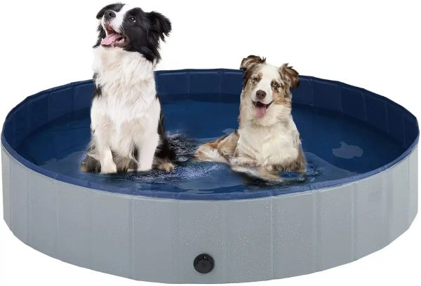 Accesorios para piscina portátil para perros, bañera de baño para mascotas, plegable, a prueba de fugas, PVC, suministros seguros para mascotas con drenaje, accesorios para perros de fácil limpieza