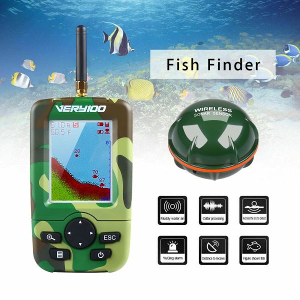 Accessoires portables sonar LCD sans fil Fish Fishing Fishing Lere Echo Sounder Fishing Finder Fishfinder Tools Outdoor Find Fish Accessoires