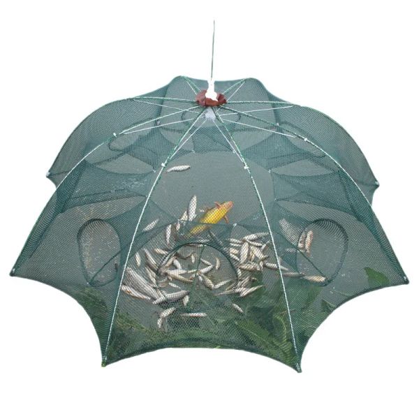 Accessoires puissants 420 trous de pêche automatique net creveau de crevettes nets nets pliables Pièges du crabe de poisson Piècé