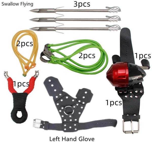 Accessoires puissants ensembles de pêche complète Slingshot extérieur chasse de chasse au camping Catapulte Fishing Compound Bow and Arrow attraper du poisson