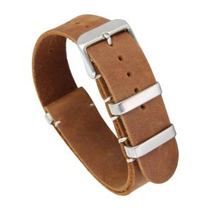 Accessoires Premium Handmade Gingerbread Crazy Horse Leather Nato Watch Belt 20m 22 mm