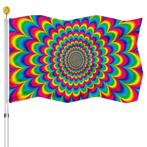 Accessoires Drapeau arc-en-ciel psychédélique pour décoration intérieure et extérieure, drapeaux de jardin à double couture, bannière résistante à la décoloration UV pour femmes et hommes