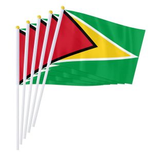 Accessoires PTEROSAUR 14*21cm Guyana Handvlag, Guyanais Nationale Handheld Zwaaiende Kleine Vlag Wereld Zuid-Amerikaanse Landen Decor Geschenken