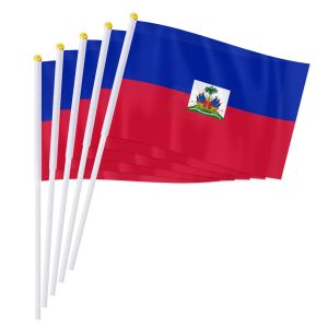 Accesorios PTEROSAURIO 14 * 21 cm Bandera de mano de Haití, Haití Nacional de Haití de mano ondeando una pequeña bandera América del Norte Países del mundo Decoración Regalos