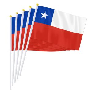 Accessoires PTEROSAUR 14*21 cm drapeau à main de la république du chili, petit drapeau national chilien agitant à la main cadeaux de décoration des pays d'amérique du monde