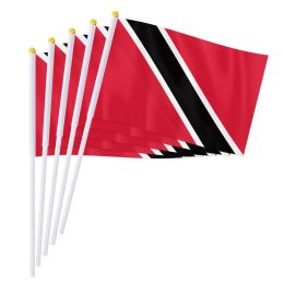 Accessoires Pterosaur 14 * 21cm Trinidad et Tobago Hand Flag, drapeau national Hand Tend Waving Small Flag Counces Decor Cadeaux de décoration 50 / 100pcs