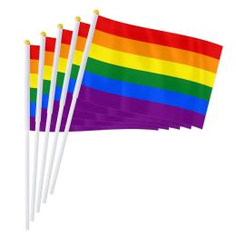 Accessoires Pterosaur 14x21cm LGBT Pride Rainbow Hand Flag, LGBTQ lesbiennes bisexuelles transgenres queer petit drapeau lgbtqia décor de décoration de fête