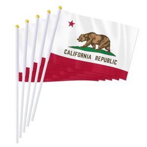 Accessoires PTEROSAUR 14x21cm Amerikaanse Californië staatshandvlag, Amerikaanse CA Californische draagbare kleine zwaaiende vlag Bureaudecoratie Geschenken, 50/100 stuks