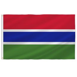 Accesorios PTEROSAURIO Bandera de Gambia 90x150cm, Bandera Nacional de Gambia con Ojales de Latón Decoración de la Habitación Regalos para Decoración Interior Exterior Banner