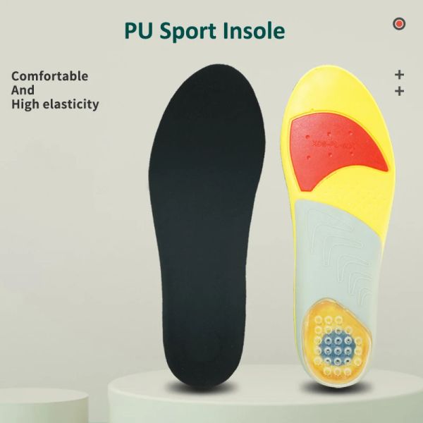 Accesorios PU Sportes de choque de la plantilla Altagelasticidad Sweatabsorbente Insertos Hombres Mujeres Arco de soporte Dolor alivio de pies planos almohadilla