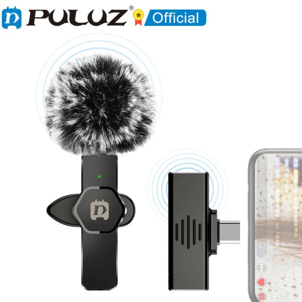Accesorios Puluz Broadcast Wiralle Lavalier Micrófono con receptor de interfaz typec / USBC para Android o teléfono / tableta iOS