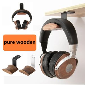 Accesorios Soporte para auriculares de nogal de madera pura Soporte para auriculares de madera maciza Percha para rack Soporte para auriculares para juegos de escritorio de aleación de aluminio