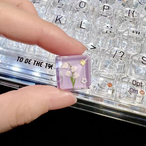 Accessoires violet charmant fleur keycap oem profil cerise Lily de la vallée à la main clés d'esclasse à la main Gift mignon pour clavier mécanique