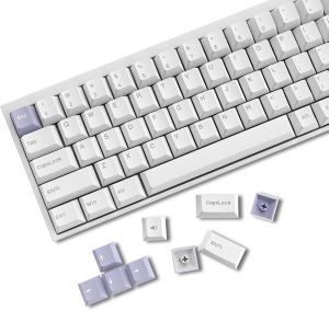 Accessoires violet sur blanc 168 touches touches à double tir Keycap PBT de profil de cerise pour Cherry Gateron MX commutateurs Clavier de jeu mécanique