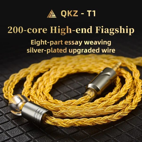 Accessoires QKZ T1 8 Core TC câble de mise à jour des écouteurs Hifi plaqué argent connecteur MMCX/2Pin utilisation pour QKZ ZXN ZXT ZXD ZX2 ZAX2 ZX1 ZX3