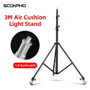 Accessoires Snelle installatie 3 meter/9ft zware impact Air Cushioned Video Studio Light Stand met omnidirectionele wiel