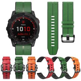 Accessoires QuickFit 26 22 lederen siliconen band voor Garmin Fenix 7 7X 6 6X 5 5X Plus/Epix Gen 2/Descent G1/MARQ/Tactix horlogeband armband