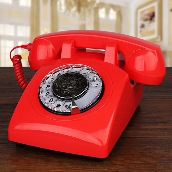 Accessoires Téléphones rouges Téléphone Classic Rotary Dial Home Office Office Téléphones vintage Téléphone de Téléphone Old Fashion des années 30