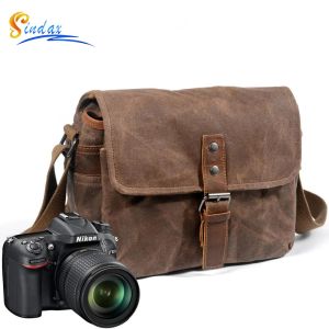 Accessoires retro camerasas waterdichte fotografiepakketten DSLR schouder sling case voor Nikon Canon Sony Canvas Micro Single Messenger Men