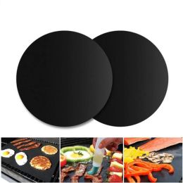 Accessoires herbruikbare anti -aanbak BBQ Accessoires Round Grill Mat Barbecue Outdoor Bakblok Buiten Picnic Cooking Barbecue Oven Tool