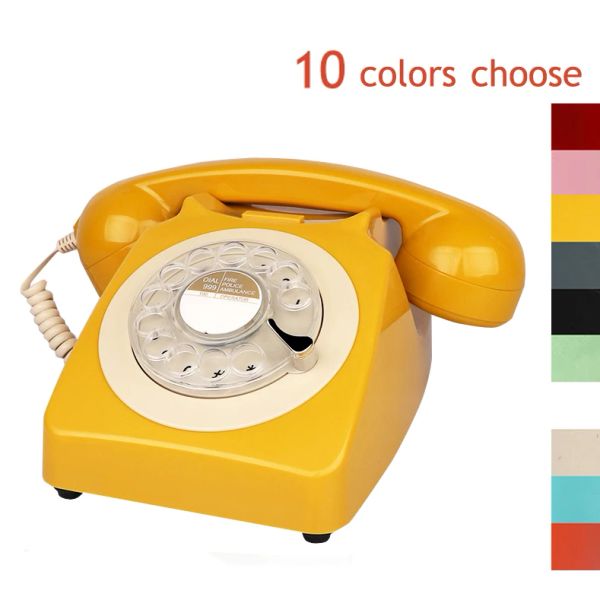 Accessoires tournoilent la numérotation du fil à téléphone fixe vintage rotation de téléphone fixe table rose noire jaune home bureau européen style r306