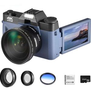 Accessoires Ro Lens 4K digitale camera met klapscherm, selfie-camcorder, 48 MP, YouTube-vlog, wifi, webcam, vintage videorecorder, 16x groothoek - perfect voor inhoud