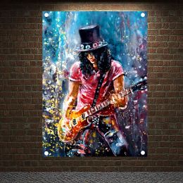 Accessoires Rock and Roll Band Zanger Muziek Posters Hoge Kwaliteit Print Art Canvas Banner Fourhole Vlag Achtergrond Muur Opknoping Home Decor