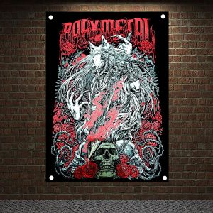 Accessoires Affiches du groupe de rock Banners Flags effrayants Bloody Heavy Metal Music Affiche Tapestry suspendue Peinture de peinture Décor de décoration Babymetal