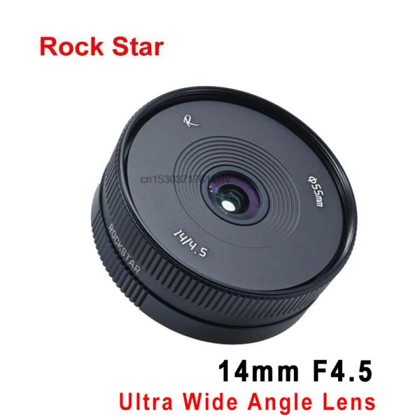 ACCESSOIRES ROCKSTAR 14 mm f4.5 Lens de caméra Ultra grand angle APSC Lens pour Sony E Nikon Z Fuji Fujifilm x Canon Eosm M4 / 3 Mont Cameras