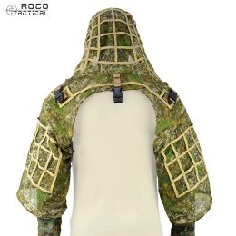 Accesorios Sniper Rocotáctico Breatable Ghillie Suit, Woodland Mesh Nylon Ghillie Suit Foundation para caza Airsoft Wargame, Viper Hood