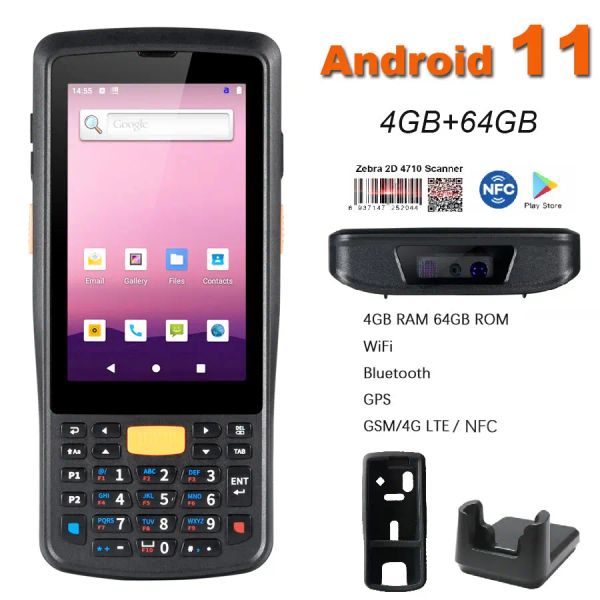 Accessoires rugline Android 11 64G ROM PDA CODE BARS 1D 2D CODE QR SCANNER ZEBRA IOT RED WIFI GPS 4G Clavier tactile NFC PDA Terminal de données