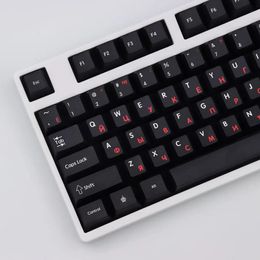 Accessoires Keycaps russes 134 touches Black Red Key Cap Profil Cherry PBT Dyesub English pour la disposition de bricolage IKBC Personnaliser le clavier mécanique