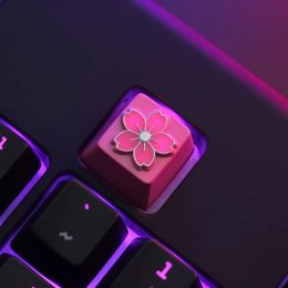 Accesorios Sakura KeyCap Pink Lindo Soft Line Chica Serie de alivio de metal personalizado Teclado mecánico de retroiluminación Capas