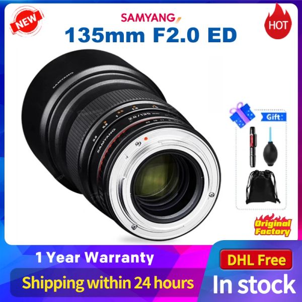 Accessoires Samyang 135 mm F2.0 Témisme asphérique Témisme de téléobjectif complet pour le canon Sony Nikon M4 / 3 Pentax K Mount Camera Lences