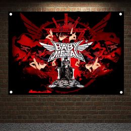 Accesorios aterradores sanguíneos de metal música ad rock música pegatinas de banda famosa bandera banner babymetal pintura festival de música festival decoración de la fiesta