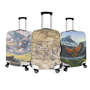 Accessoires landschapspatroon reisbagage coverbeschermer geschikt voor 18''32 'inch verwijderbare beschermende koffer covers ritssluiting trolley