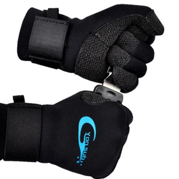 Accesorios Guantes de buceo Kevlar de 3 mm para el equipo de pesca de lanza de caza submarina Guantes negros ajustables YQ33