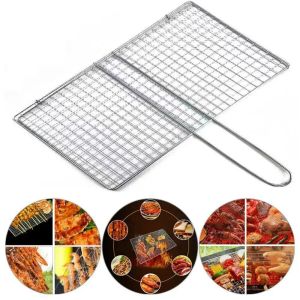 Accessoires Silver Steak Meat Fish Net Siz Vegetable Barbecue Grilling Panier grill BBQ Net Tools