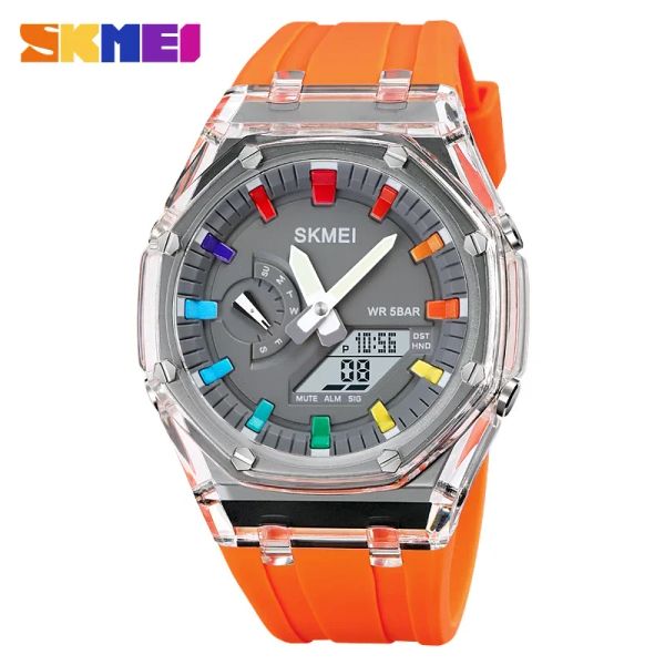 Accessoires skmei imperméables hommes à rebours de chronométrage à rebord de chronomètre LED LED-bracelet 5alarm horloge 2 fois les montres numériques 2100