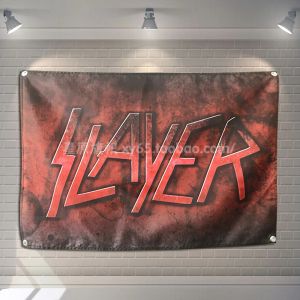 Accessoires SLAYER Heavy Metal Musique Rock Band Affiche Bannières Suspendus Photos Art Tissu Imperméable Festival De Musique Banquet Décoration De Fête