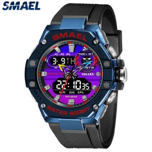 Accessoires Smael 8066 MAN DUAL TIME Watch for Men LED Light Watch Alarm Fashion Sport Watchs Shiock Wristwatch Sport Sport Shiock Wrist Wristwatch Watch