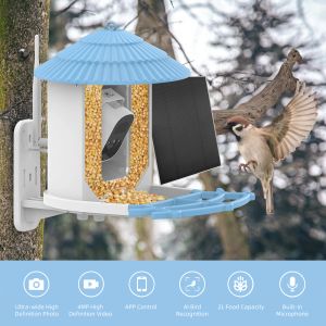 Accessoires Smart Bird Feeder avec caméra + panneau solaire AI Identifier les espèces d'oiseaux PIR DÉTECTION DE MOUVEMENT TWOWAY CONTRÔLE D'APPLOC