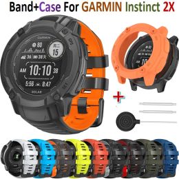 Accessoires Bracelet Smart Bracelet Sangle pour Garmin Instinct 2x Watch Cover Protective Case TPU Frazel Cadre pour Garmin Instinct2x Band