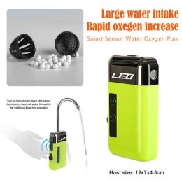 Accessoires Capteur intelligent Pompe à oxygène eau Éclairage LED Pêche en plein air Portable Pêche facile Transport Pompe à air d'oxygénation pour LEO