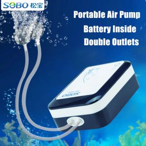 Accessoires SoBo Battery Storage Luchtpomp AC/DC Dubbel gebruik voor Aquarium Fish Tank draagbare luchtpomp voor vissen USB -lading of plugladen