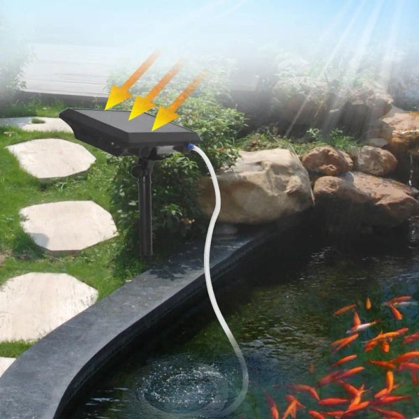 Accessoires Pompe à air solaire aquarium solaire pêche extérieure Pompe oxygène Pompe à oxygène rechargeable pour la pêche à la tranquillité de poissons