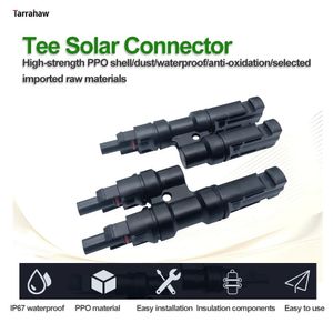 Accesorios Conector solar Tipo T 1to2 Junta de sellado solar Panel fotovoltaico de 3 vías Rama paralela 30A 1000V Enchufe Módulo de 2,5/4/6 mm Accesorios para cables